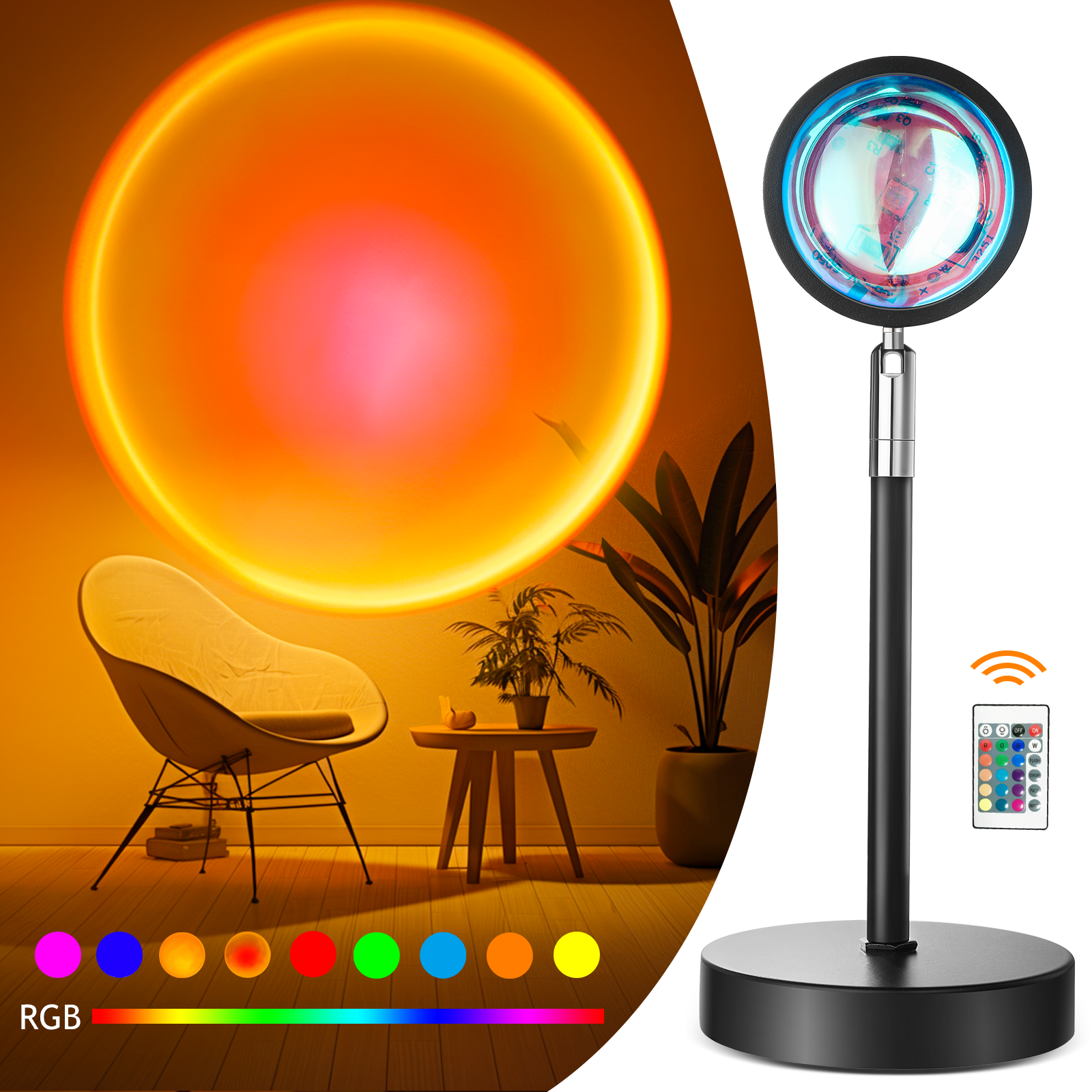Sunset Lamp Projection Rotation Rainbow Lamp Led Bedroom Decor