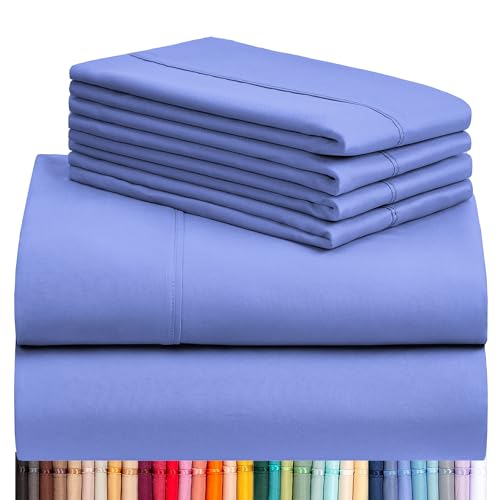 a stack of blue sheets