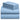 a stack of blue sheets