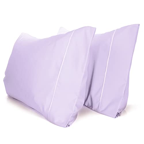 a pair of purple pillows