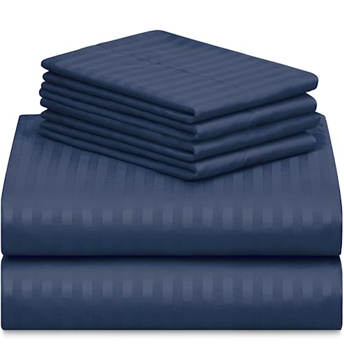 a stack of blue sheets