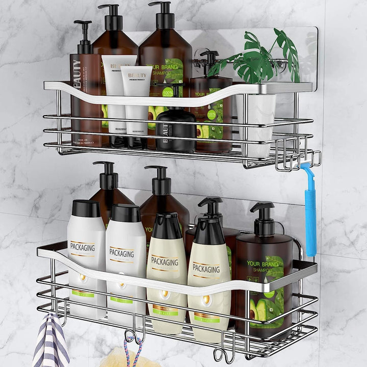 a shelf with bottles of shampoo and body lotion with text: 'JR BRAND. BE LUTY 100% OUR FAUTY 5 PRODUCI YO PACKAGING PACKAGING PACKAGING PACKAGING YOUR BRAND SHAMPOO BEAUTY'