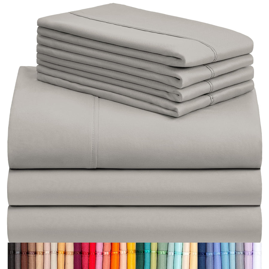 a stack of grey sheets