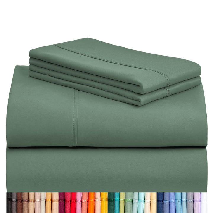 a stack of green sheets