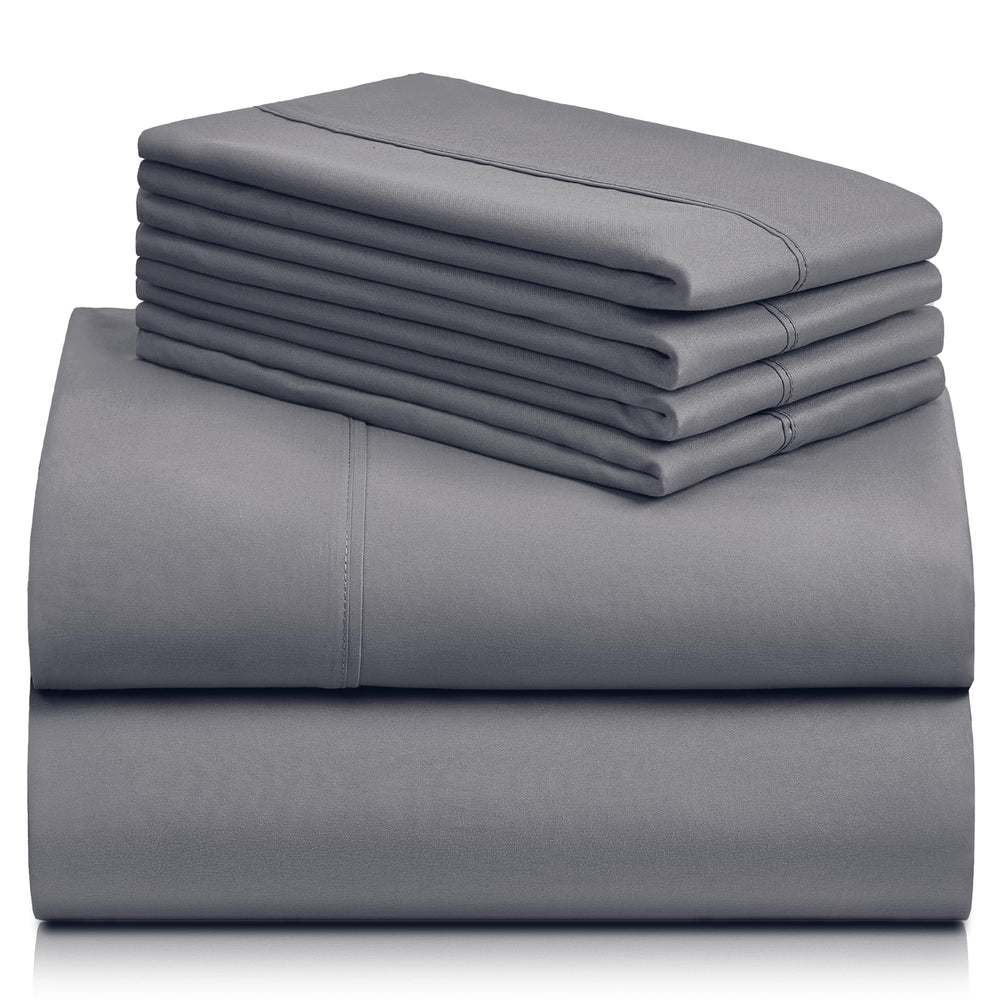 a stack of grey sheets