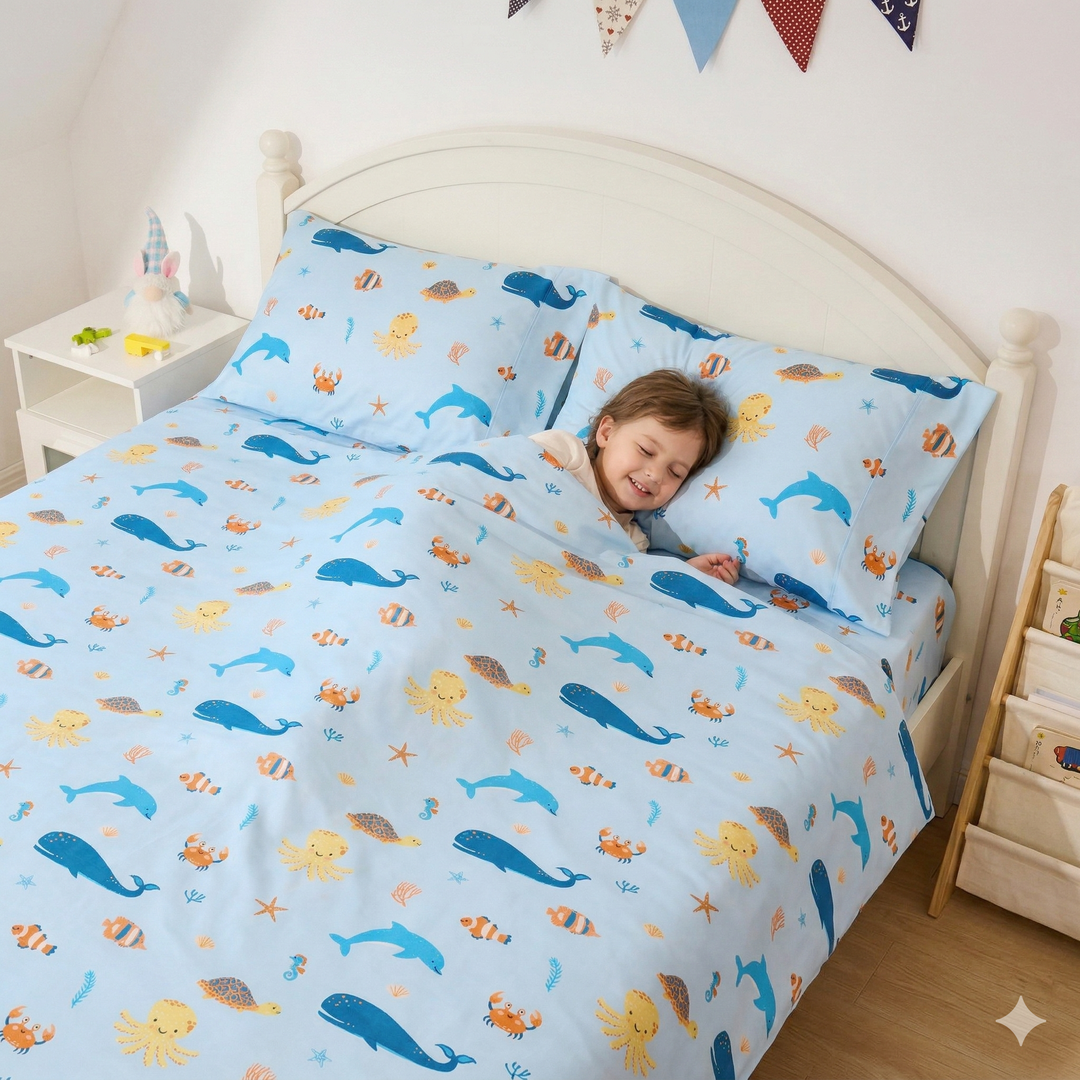 LuxClub Kids Whale Bedding Sheet Set – Soft Microfiber, Skin-Safe