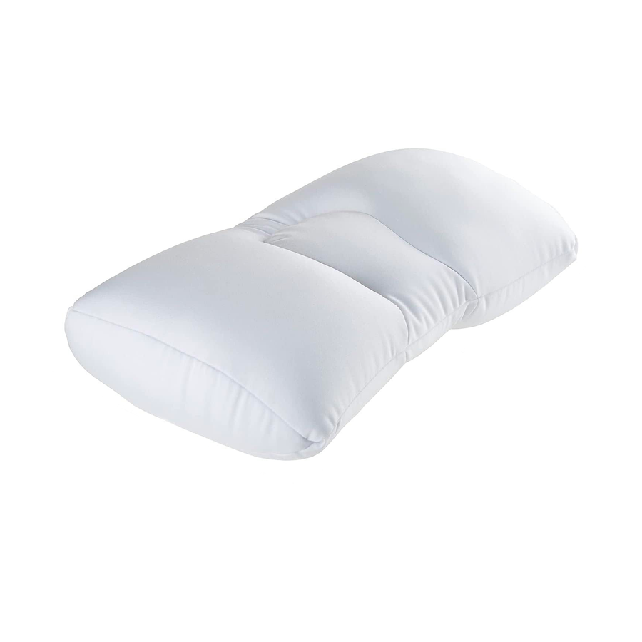 a white pillow with a curved design