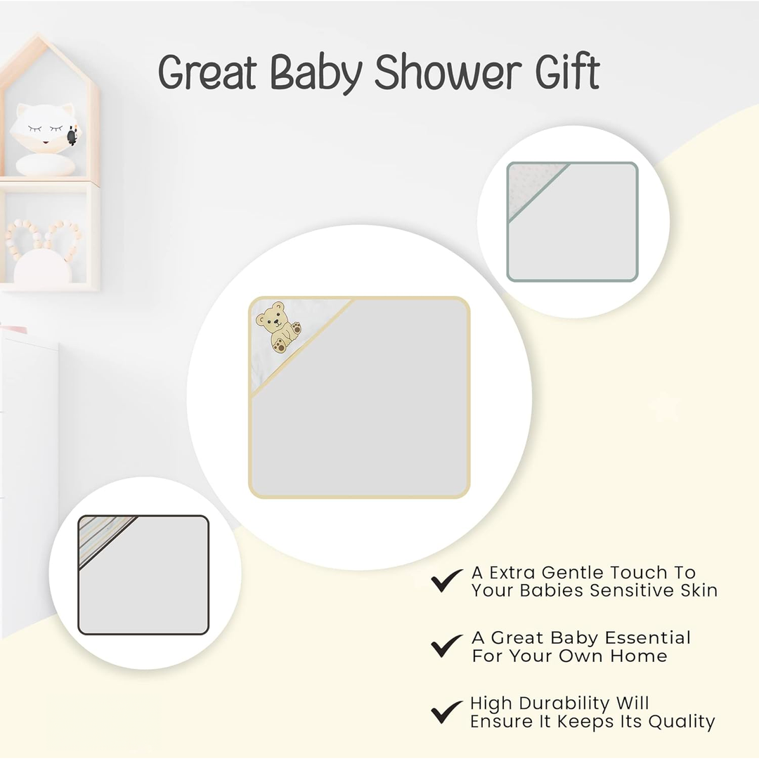 a baby shower gift with a few items on it with text: 'Great Baby Shower Gift A Extra Gentle Touch To Your Babies Sensitive Skin A Great Baby Essential For Your Own Home High Durability Will Ensure It Keeps Its Quality'