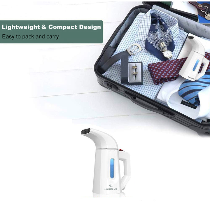 a suitcase with clothes in it with text: 'Lightweight & Compact Design Easy to pack and carry'
