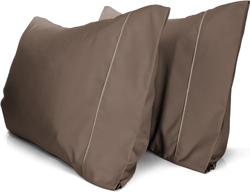 a pair of brown pillows