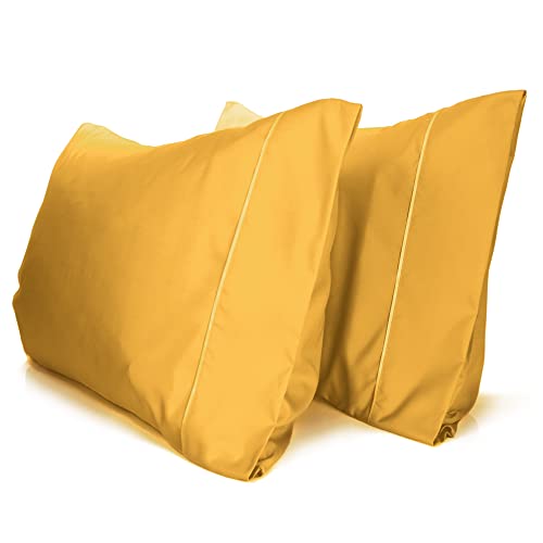 a pair of yellow pillows