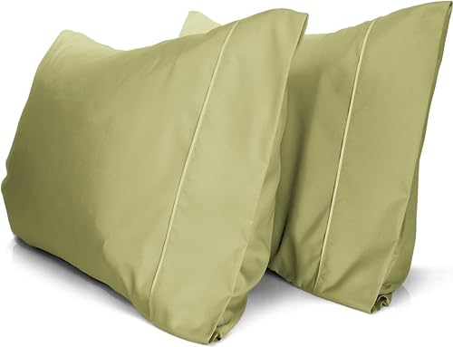 a pair of green pillows