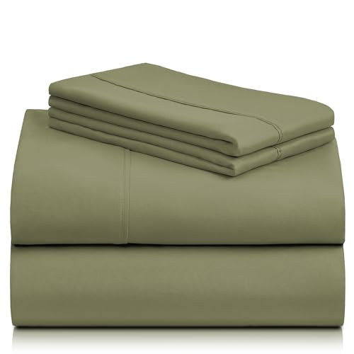 a stack of green sheets