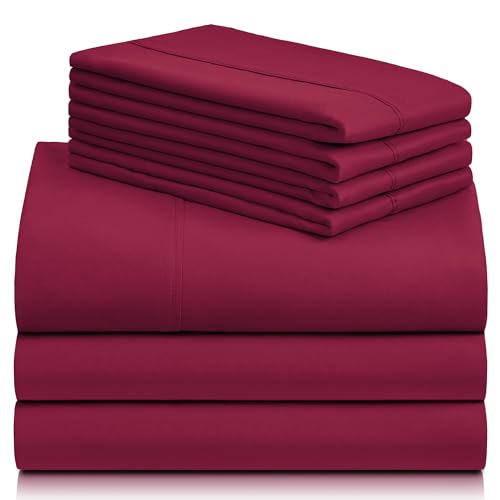a stack of red sheets