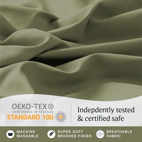 a close up of a fabric with text: 'OEKO-TEX Indepdently tested CONFIDENCE IN TEXTILES STANDARD 100 & certified safe MACHINE SUPER SOFT BREATHABLE WASHABLE BRUSHED FINISH FABRIC'