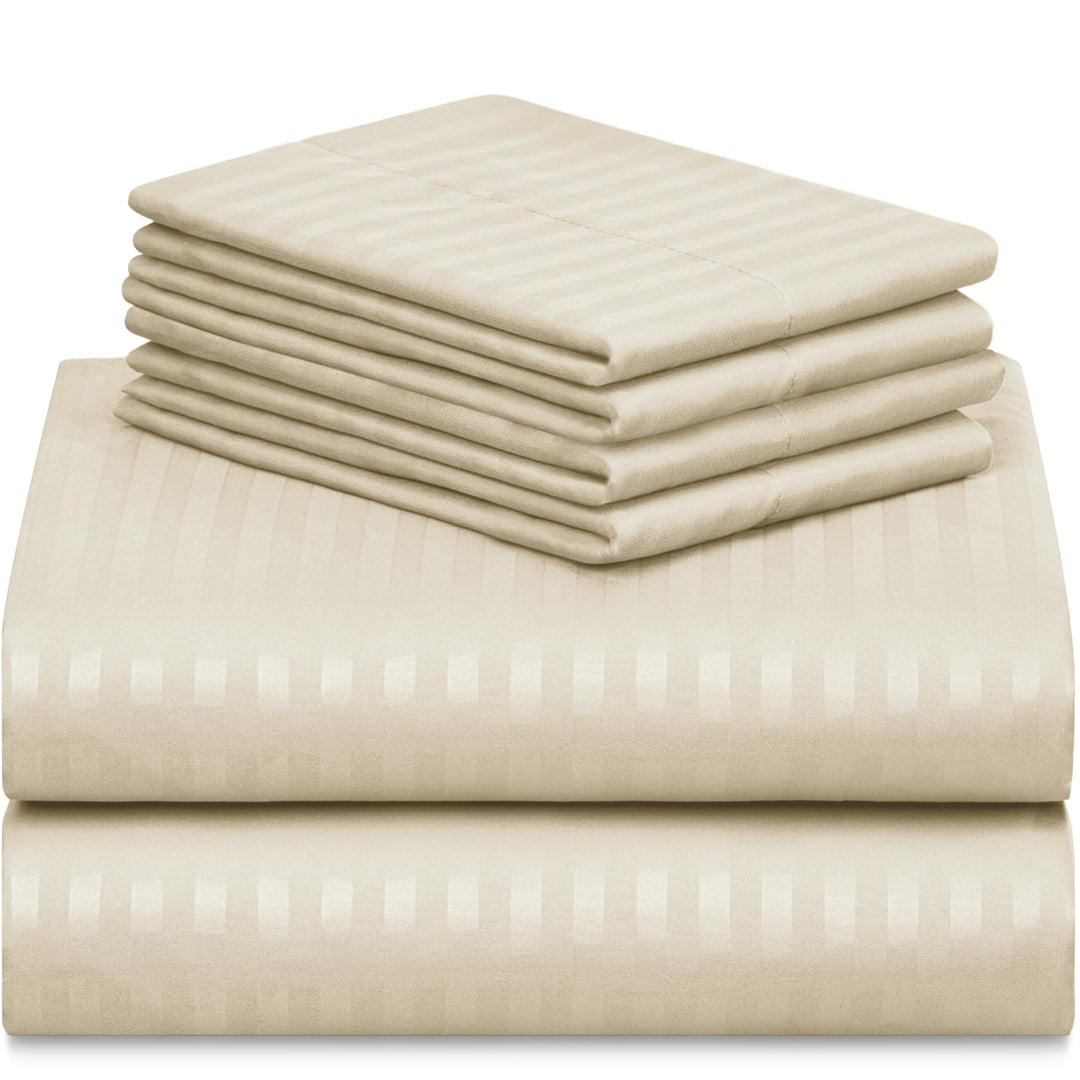 a stack of folded bed sheets