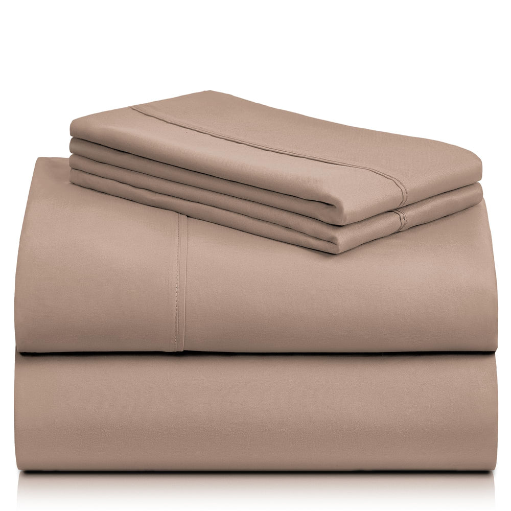 a stack of folded bed sheets