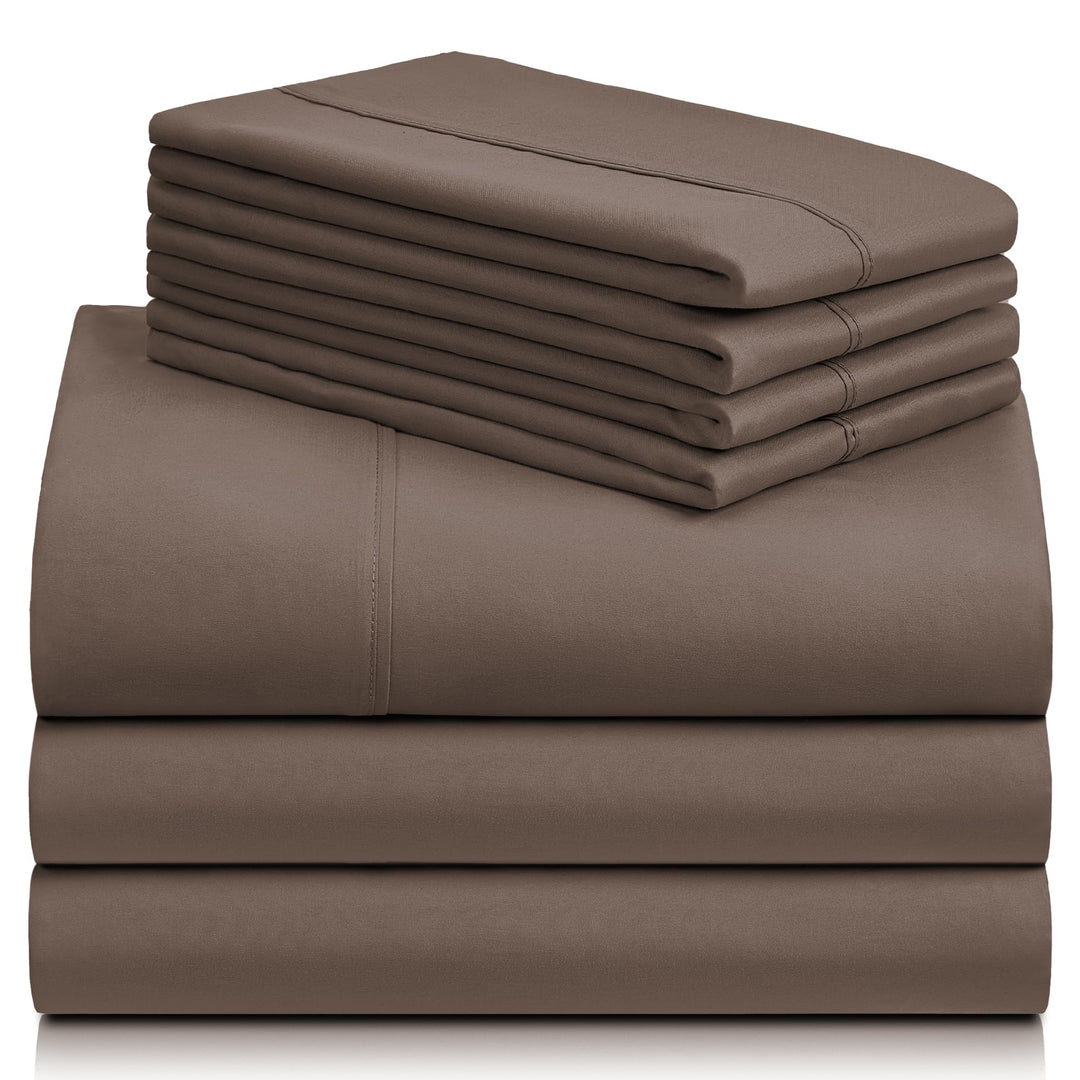 a stack of brown sheets