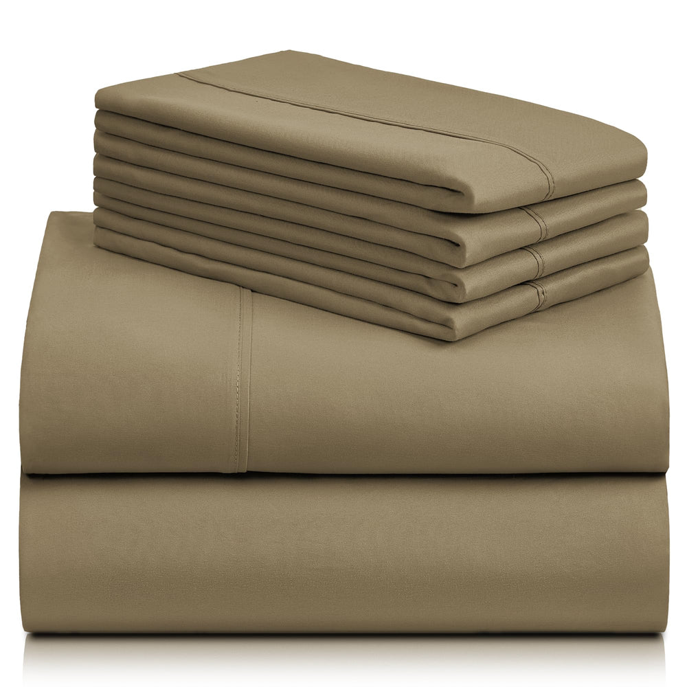 a stack of folded bed sheets