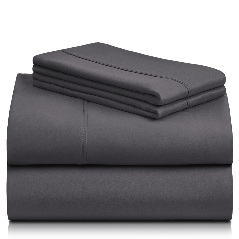 a stack of grey sheets