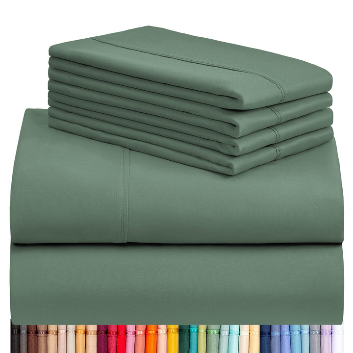 a stack of green sheets