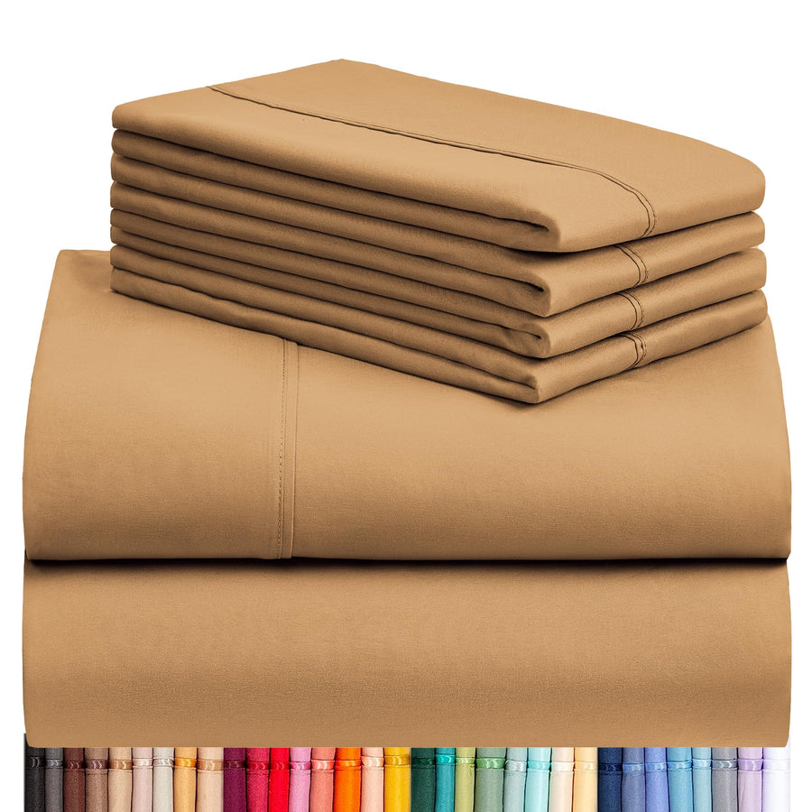 a stack of brown sheets